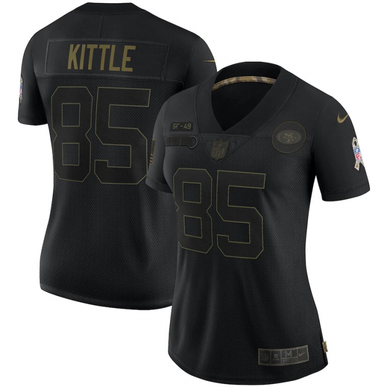 NFL San Francisco 49ers #85 George Kittle Nike Women 2020 Salute To Service Limited  Black jerseys